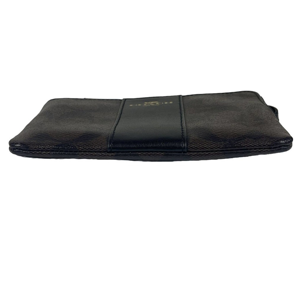 Coach Wallet Corner Zip Signature PVC Wristlet Two-Tone Dark Brown EUC Wallet - Picture 3 of 15